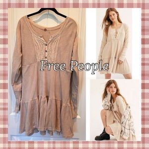 Free People Jolene Waffle Knit Mini Dress Oversized XS